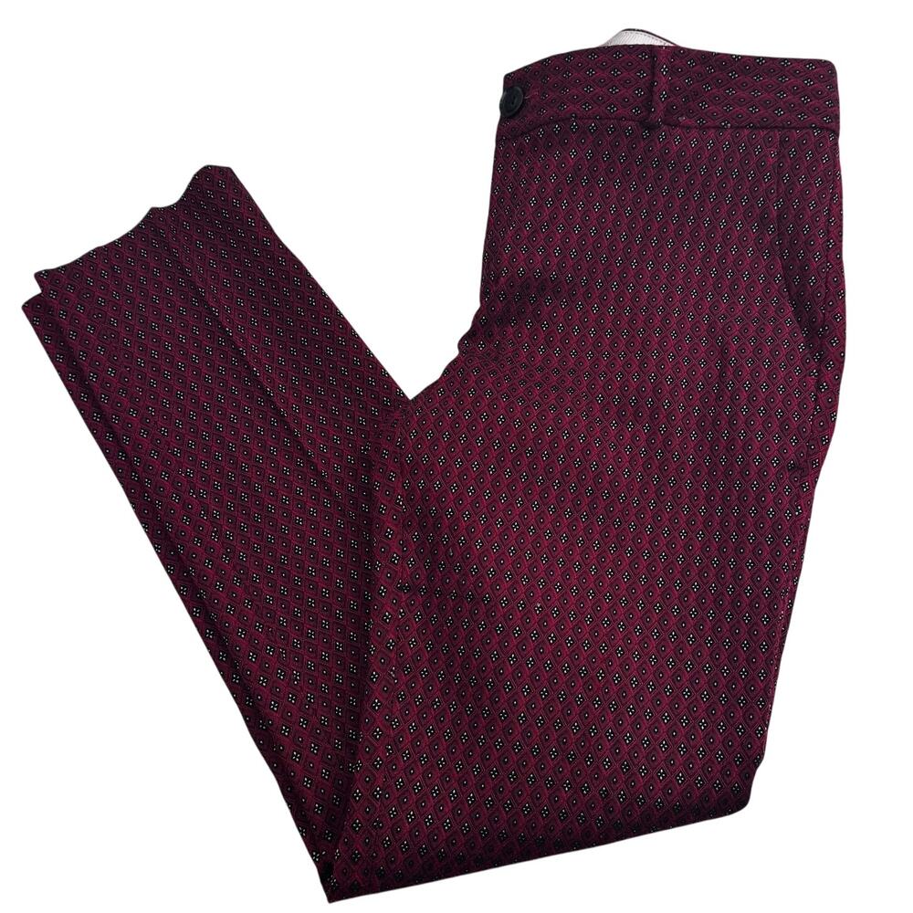Banana Republic Red Black Jacquard Geo Print Classy Ankle Pants Women's Size 6
